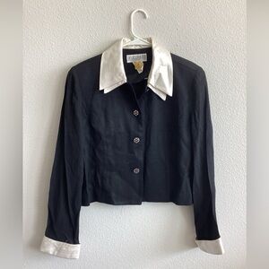 Jessica Howard Women’s Black White Jacket/Blazer, Beaded Button Size 14, 1 Piece